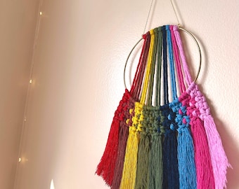 Handmade Rainbow Macrame Wall Hanging – Boho Decor for a Cozy Home