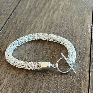 Silver Single Knit Viking Weave Bracelet