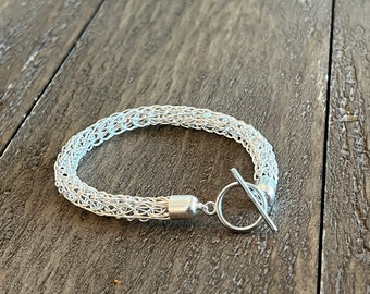 Silver Single Knit Viking Weave Bracelet