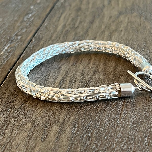Silver Double Knit Viking Weave Bracelet