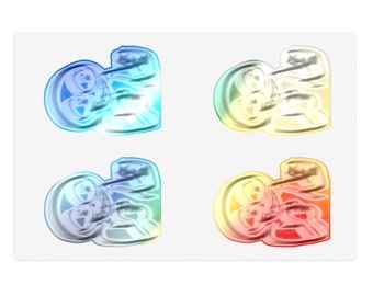 Ark med holografiska klistermärken med upphetsade memes och förbannade bilder (5 ark)