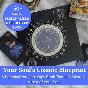 Libro de astrología personalizado perfecto para el alma / Recuerdo de lectura de carta natal personalizada / Regalo de cumpleaños místico para el autodescubrimiento