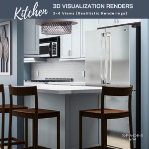 Kitchen Interior Designs, 3D Rendering, Kitchen Design, Kitchen Remodel & Renovation, Custom eDesign Service, Architectural Visualization