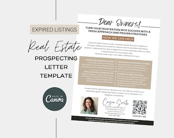 Real Estate Prospecting Letter Template | Expired Listings Mailer (PDF)