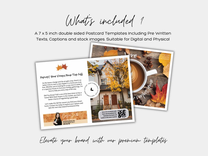 FALL AUTUMN Real Estate Prospecting Postcard Realtor Marketing Template ...