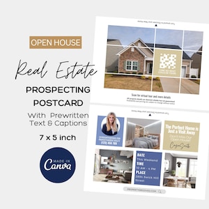 OFFENES HAUS | Suche nach grundbesitz Postkarte Vorlage | Versandtasche | Einladung Flyer | Realtor Brand Marketingartikel | Hergestellt in Leinwand