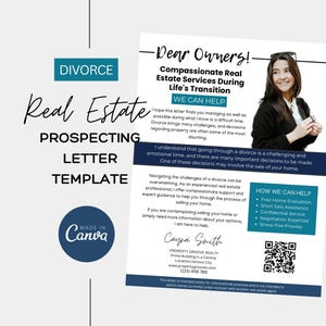VENDEDORES EN DIVORCIO / Carta de prospección de bienes raíces / Anuncio publicitario de listado de divorcio agrícola / Campaña de marketing de agentes inmobiliarios / Canva Free Editable