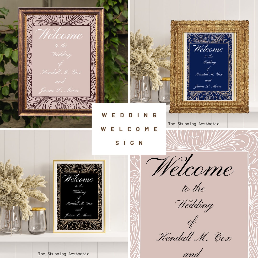 Vintage Wedding Sign Printable Template Bundle Blush, Rose