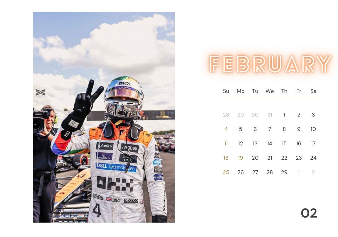 2024 F1 Themed Calendar Etsy