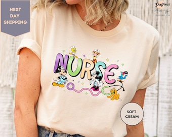 Disney Nurse Characters T-Shirt, Disney Nurse Shirt, Nursing School Student Gift, Nurse's Day 2023 Tee, gift for nurse