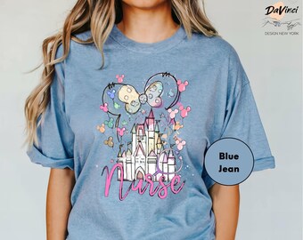 Comfort Colors Disney Watercolor Castle Minnie Nurse Shirt, Minnie Nurse Tee, Cute Nurse Shirt, Nurse Shirt, Minnie Tee