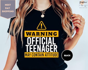 Avertissement officiel t-shirt adolescent garçons, haut unisexe filles - t-shirt drôle pour adolescent fille cadeau pour 13 ans