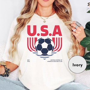 USA Soccer Shirt, Vintage USA Soccer Tee, American Soccer Club Shirt, USA Football Shirt, American Patriotic Soccer Shirt image 1