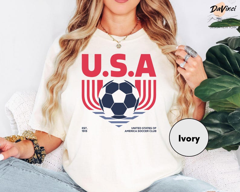 USA Soccer Shirt, Vintage USA Soccer Tee, American Soccer Club Shirt, USA Football Shirt, American Patriotic Soccer Shirt image 1