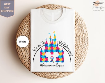 It's Ok To Be Different Shirt, Disney Autism, Autism Awareness Shirt, Neurodiversity Tee, Inclusion Gift, Disney Characters, Autism Puzzle
