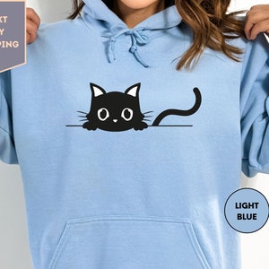Hiding Cat Hoodie, Kitty Hiding Hoodie, Black Cat Hoodie, Halloween Hoodie, Funny Halloween Hoodie, Cute Hoodie
