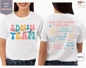 Custom Team Admin Shirt, Admin Team Gifts, Team Shirts, School Staff, School Clothes, Teacher Shirt, School Team Shirts