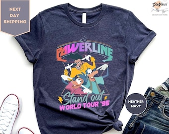 Camiseta retro de Disney "Powerline World Tour" de Goofy Movie (95'), camiseta de Goofy Movie, camiseta de Disney Powerline, camiseta de viaje a Disneyland