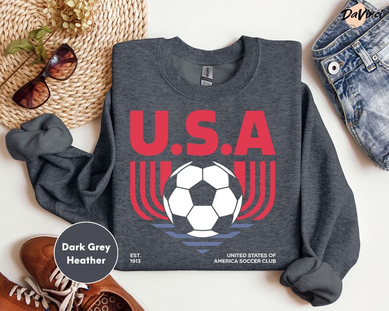 USA Soccer Shirt, Vintage USA Soccer Tee, American Soccer Club Shirt, USA Football Shirt, American Patriotic Soccer Shirt image 4