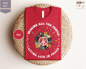 Imagine All The People Living Life In Peace Shirt, Hippie Peace Shirt, Hippie Gifts, Peace Shirt, Be Kind T Shirt
