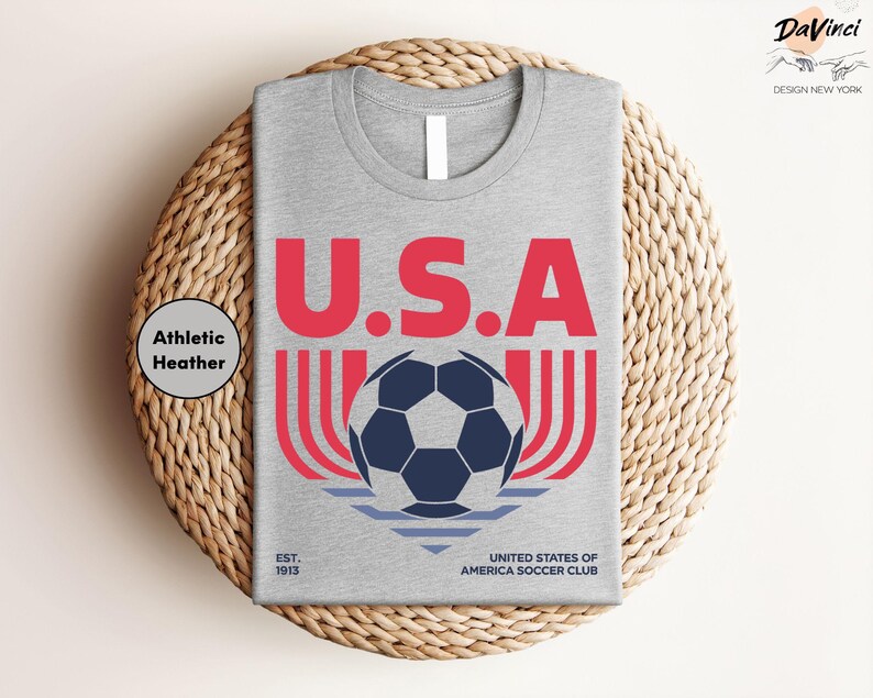 USA Soccer Shirt, Vintage USA Soccer Tee, American Soccer Club Shirt, USA Football Shirt, American Patriotic Soccer Shirt image 2
