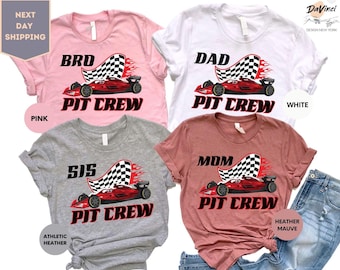 Chemise d'anniversaire assortie pour la famille, voiture de course, chemise personnalisée pour équipage de fosse, fête Hot Cars, anniversaire roues, chemise frères et sœurs
