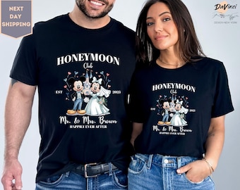Disney Mrs And Mr Shirt, Mickey Minnie Couple Happy Ever After Tee, Disney Wedding Shirts, Just Married Honeymoon Matching T-Shirt