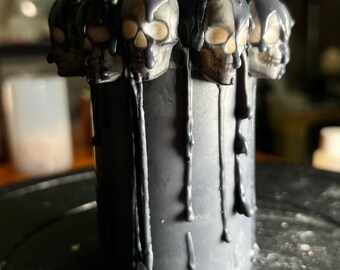 Spooky Halloween - Black Skull Unscented Candle - Handmade Decor