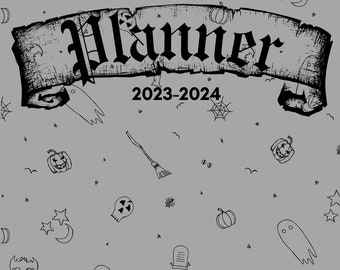 Supernatural Scheduling: Spooky Printable Planner" goodnotes, pdf print with coloring pages