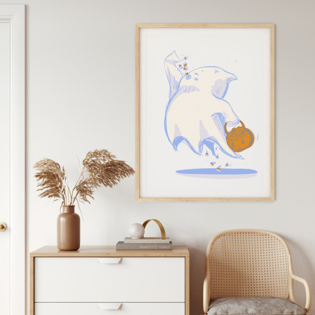 Cute Ghost Halloween Printable Wall Art Housewarming Gift - Etsy