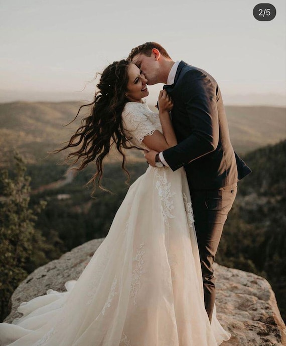 Modest A-Line Wedding Dress with Sleeves Timeless Custom Gown with High Neck | Wanessa Dress Modest A-Line Wedding Dress with Sleeves Timeless Custom Gown with High Neck | Wanessa Dress