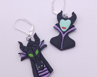 Maleficent Dragon Earrings - Mismatched Sleeping Beauty Villain Jewelry - Made to Order