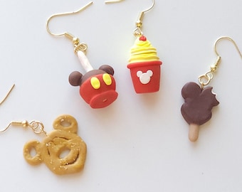 Mouse Treat Earrings - Mismatched Theme Park Snack Earrings - Made to Order