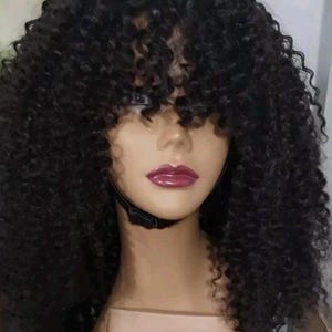 Machine made human hair Afro  wig 20inches with bangs