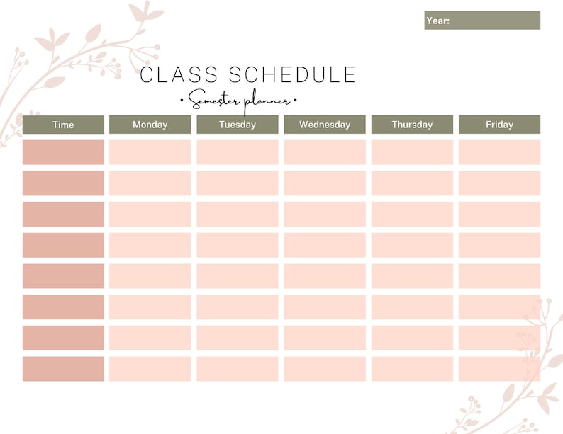 Class Schedule - Etsy
