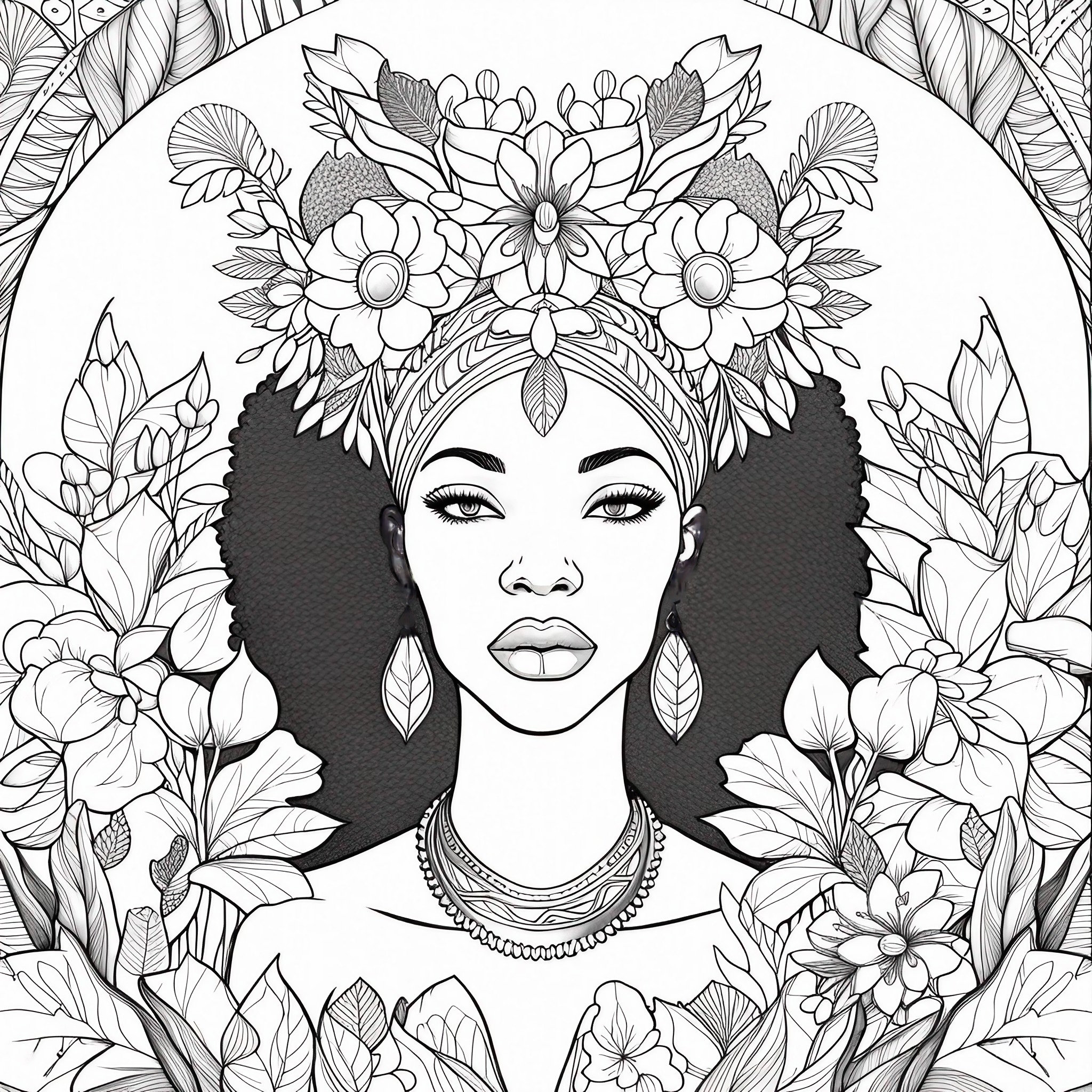 Unique Black Women 4 Coloring Pages, Coloring Pages for Adults, Instant ...