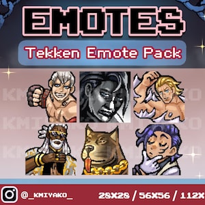 Tekken 8 Pixel Emote Set for Twitch/YouTube/Discord | Bryan/Dragunov/Steve/Leroy/Sugar/Claudio | Stream Emotes | Discord Emotes