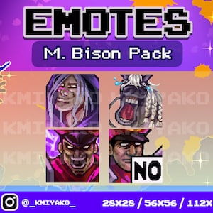 Street Fighter 6 Pixel Emote Set for Twitch/YouTube/Discord | M. Bison Pack | Stream Emotes | Discord Emotes
