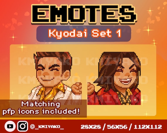 Yakuza 0 Pixel Kyodai Emote Set for Twitch/youtube/discord | Kiryu