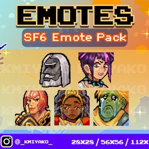 Street Fighter 6 Pixel Emote Set for Twitch/YouTube/Discord | JP/Juri/Marisa/Kimberly/Blanka | Stream Emotes | Discord Emotes