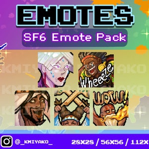 Street Fighter 6 Pixel Emote Set for Twitch/YouTube/Discord | AKI/Deejay/Rashid/Lily/Dhalsim | Stream Emotes | Discord Emotes