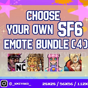 Choose Your Own SF6 Pixel Emote Bundle (Pack of 4) for Twitch/YouTube/Discord | Stream Emotes | Discord Emotes
