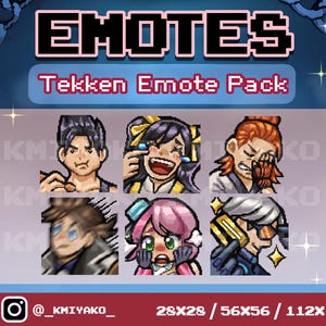 Tekken 8 Pixel Emote Set for Twitch/YouTube/Discord | Jin/Xiaoyu/Hwoarang/Lars/Alisa/Lee | Stream Emotes | Discord Emotes