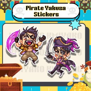 Pirate Yakuza Majima Pixel Art Vinyl Sticker