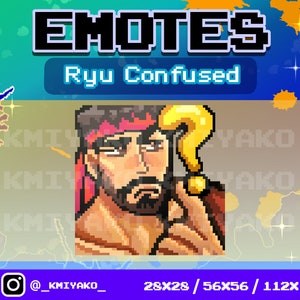 Street Fighter 6 Ryu Confused Pixel Emote for Twitch/YouTube/Discord | Twitch Emotes | Stream Emotes | Discord Emotes