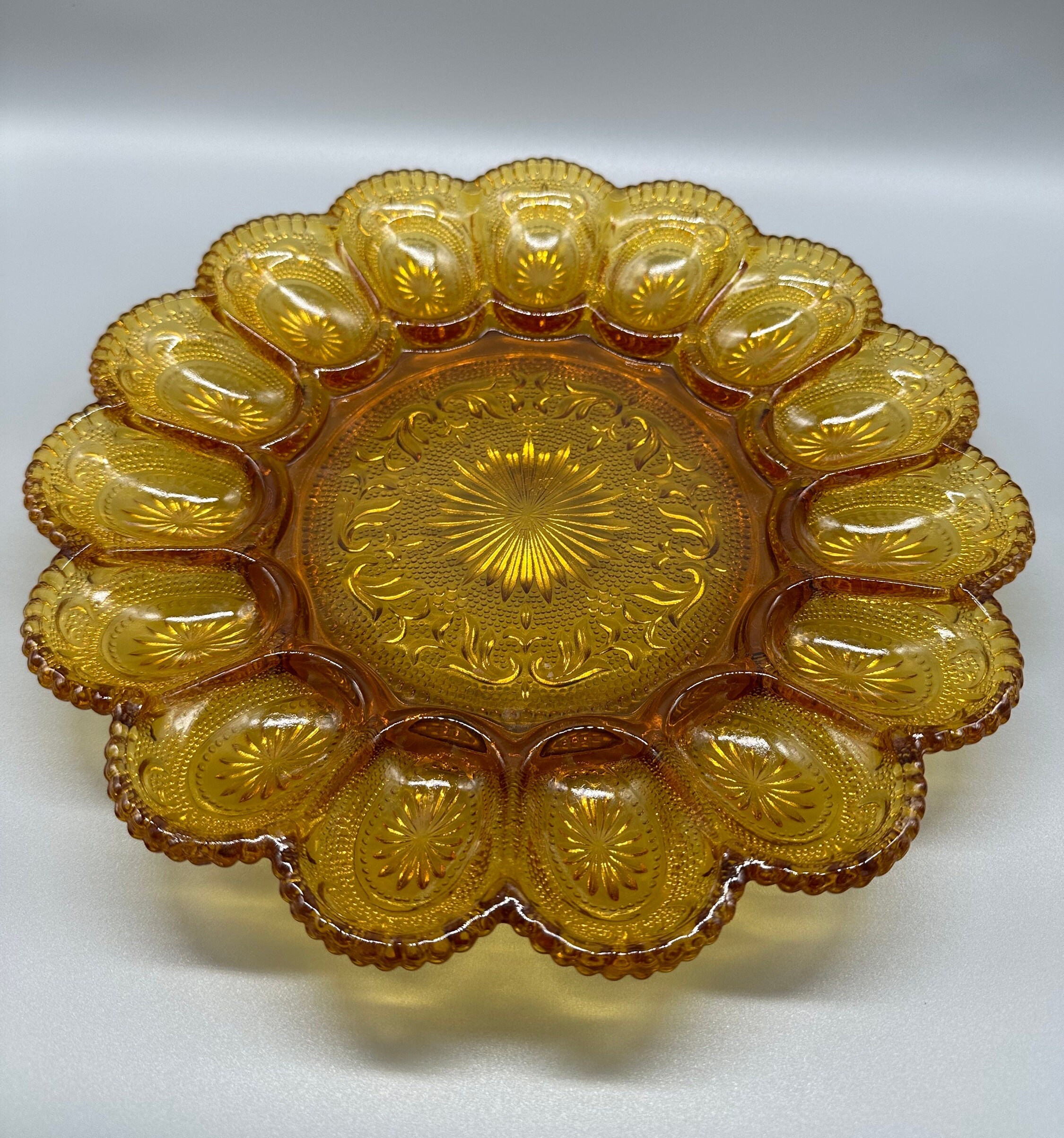 Brockway Amber Pressed Glass. American Concord Deviled Egg Etsy