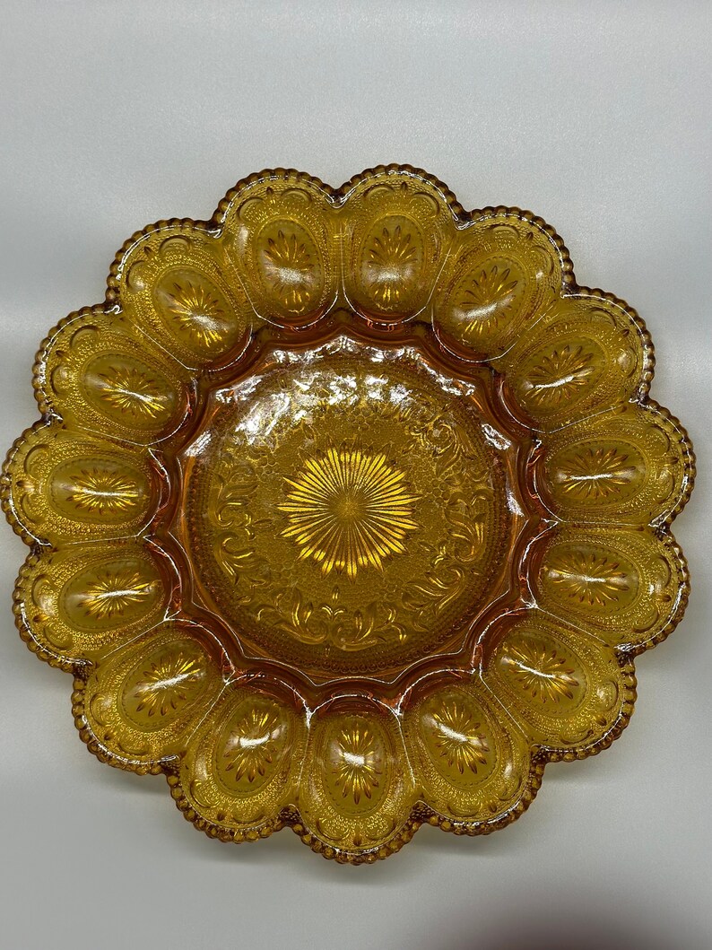 Brockway Amber Pressed Glass. American Concord Deviled Egg Etsy