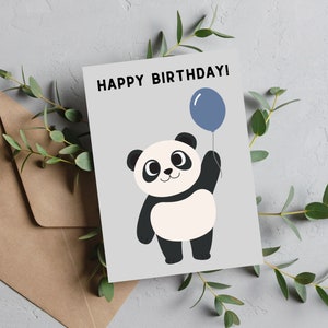 Carte d'anniversaire joyeux Panda | Imprimable | Mignon