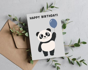 Happy Panda Birthday Card/digital Download/baby Panda Bear Birthday ...