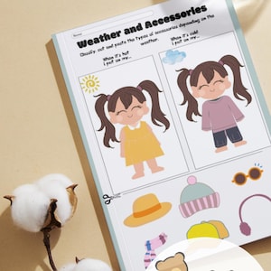 Premier livre chargé, carte météo pour enfant, déguisement pour enfant, activité pour tout-petits, Montessori, matériel imprimable, pour les autistes, téléchargement numérique.